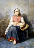 Carl Friedrich Naumann, Dziewczyna z koszem, 1855, akwarela, papier