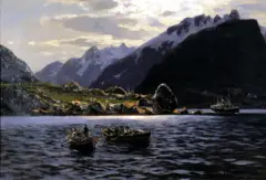 Themistokles Eckenbrecher, Fiord w Norwegii, 1913, olej, płótno