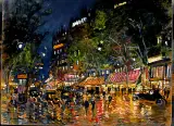 Konstanty Korovin, Bulwary paryskie nocą, 1936, olej, tektura