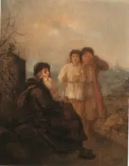 Aleksander Kotsis, Spotkanie z lirnikiem, olej, płótno