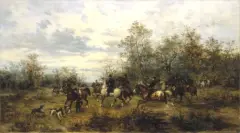 Ludwik Gędłek, Polowanie, 1882, olej, płótno