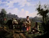 Wilhelm Leopolski, Spoczynek pod Bielanami, 1856, olej, płótno