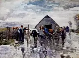Georg von Bochmann, Przy zagrodzie, 1908, akwarela, papier