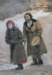 Powrót by Teodor Axentowicz, pastel, tektura, offered Jun 2002