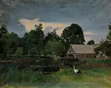 Kazimierz Alchimowicz, Pejzaż z bocianem, 1905, olej, płótno