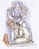 Leopold Gottlieb, Pojenie spragnionego, litografia, papier