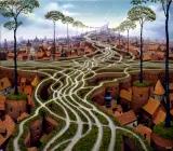 Jacek Yerka, Erozja, 2000, akryl, płótno