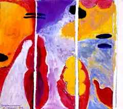 Łodzie by Józef Jarema, 1949, gwasz, kredka,papier, sold Apr 2002