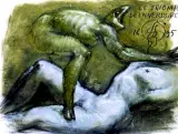 Le Triomphe de la verdure by Franciszek Starowieyski, 1995, gwasz, pastel, węgiel, ołówek, papier, sold Apr 2002