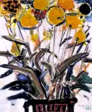 Aleksander Kobzdej, Kwiaty, 1956, olej, płótno