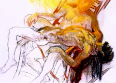 Jacek Waltos, Spóźniony żal (Le regret tardif), 1991, pastel, papier