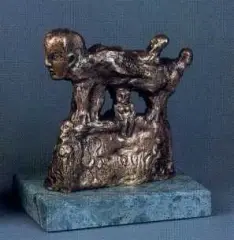 Leon Lewkowicz, Z nim (Avec lui), 1992, brąz patynowany