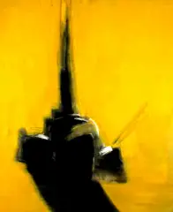Kompozycja żółto-czarna by Aleksander Roszkowski, 1984, olej, płótno, sold Apr 2002