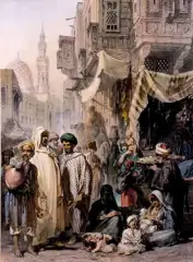 Amadeo Preziosi, Uliczka w Kairze, 1871, akwarela, ołówek, papier