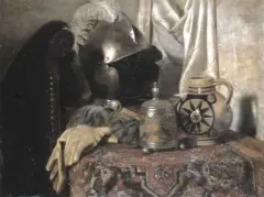 Anna Marie Wirth, Martwa natura z hełmem, 1870, olej, płótno