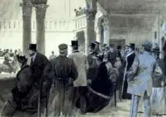 Georg Koch, W ujeżdżalni, 1892, gwasz