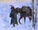 Rok 1812 - w zadymce by Wojciech Kossak, 1926, olej, tektura, sold Mar 2002