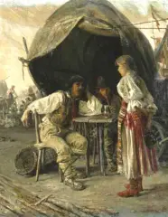 Josef Edgar Kleinert, Z jarmarku w Banacie, olej, płótno