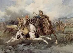 Juliusz Kossak, Taniec tatarski, akwarela, papier
