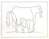 Jerzy Panek, JARMARCZNY KOŃ V, 1967, drzeworyt,papier krem. żeberk
