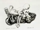 MOTYW ZWIERZĘCY by Jan Lebensztejn, 1966, litografia, papier, sold Nov 2001