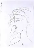 GŁOWA KOBIETY by Jerzy Nowosielski, 1995, tusz, papier, sold Nov 2001