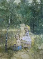 Jerzy Duda-Gracz, OBRAZ 2459 (NADRZECZE – DUMKA), 1999, olej, płyta pilśniowa