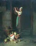 Herman (Armin) Kern, W izbie, olej, płótno