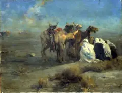 Alfred Wierusz-Kowalski, Odpoczynek na pustyni, po 1900, olej, płótno