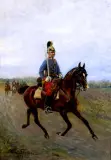 Feliks Franić, Oficer dragonów austriackich na koniu, olej, płótno