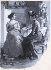 Max Barascudus, Popołudniowa herbata, 1900-1910, gwasz