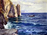 Albert Wenk, Brzeg Capri, ok. 1900, olej, płótno