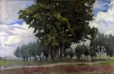 Stanisław Kamocki, Pejzaż z kapliczką wśród drzew
