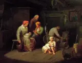 Józef Polkowski, Domowe zajęcia, olej, płótno