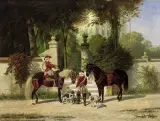 Franz Quaglio, Przed pałacową bramą, olej, deska