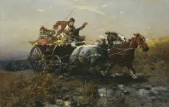 Józef Brandt, Rozpędzony zaprzęg, olej, płótno