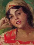 Maurycy Trębacz, Uśmiechnięta dziewczynka, po 1920, olej, płótno