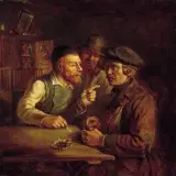 Andrzej Grabowski, Obrachunek z arendarzem, olej, karton naklejony na sklejkę