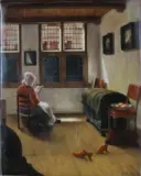 Oswald Dietrich, W holenderskiej izbie, porcelana, farby naszkliwne