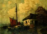 Rudolf Priebe, Łódź rybacka przy brzegu