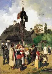 Antoni Kozakiewicz, Kobziarz na wsi - Dudziarz, olej, deska
