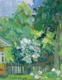 Jan Hrynkowski, Widok wiosenny, olej, tektura