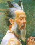 Jacek Malczewski, Głowa starego fauna, olej, tektura
