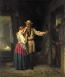 Emil Gottlieb Schuback, Pożegnanie - bukiecik niezapominajek, olej, płótno