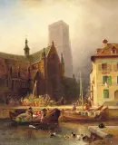Wilhelm Alexander Meyerheim, Nad kanałem w Holandii, olej, płótno