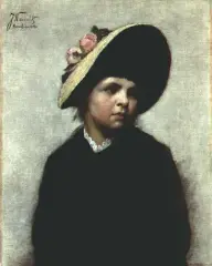 Jan Kauzik, Portret dziewczynki, olej, płótno