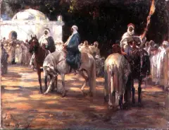 Alfred Wierusz-Kowalski, Przed meczetem, olej, płótno
