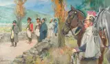PRZED SZARŻĄ W WĄWOZIE SOMOSIERRY by Wojciech Kossak, 1932, olej, płótno, offered Oct 2000