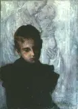 Józef Męcina-Krzesz, Portret dziewczynki, Sierotka, olej, płótno