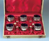 Komplet 6 solniczek i łyżeczek by Autor nierozpoznany, srebro, sold Jun 2000